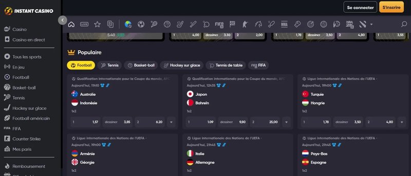 Contexte et première impression d’Instant Casino France